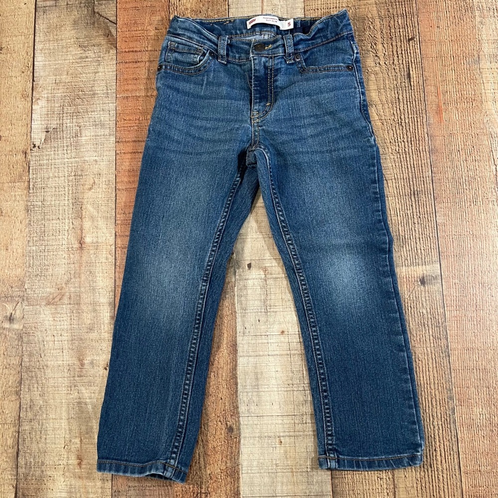 Levis Boys Blue Denim 511 Slim Performance Adjustable Waist Jeans Size 5 Regular